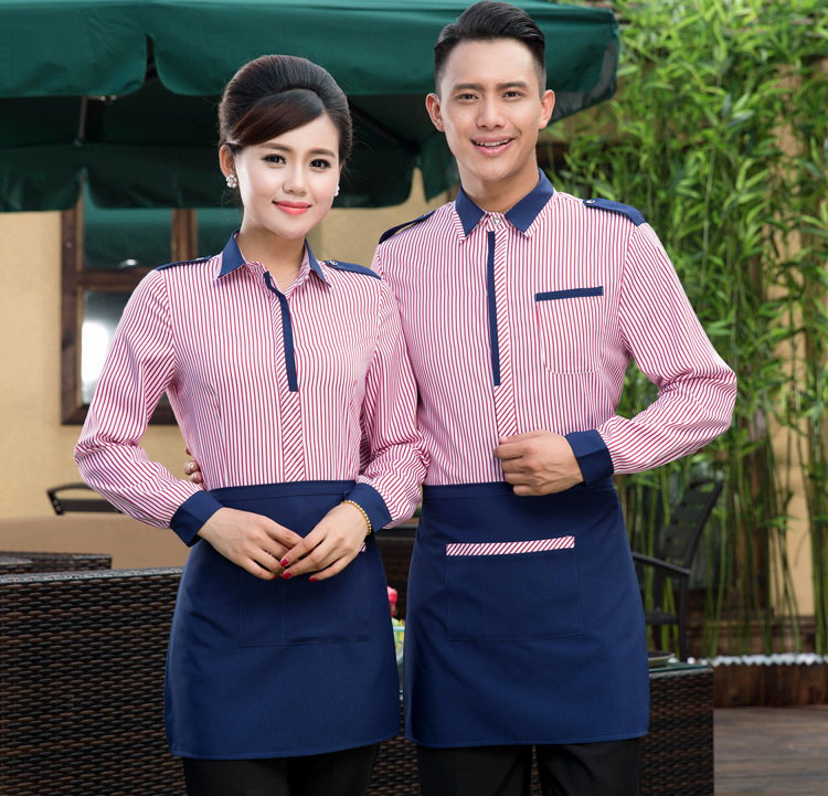 酒店工作服男女西餐厅咖啡厅餐饮制服服务员工作服长袖